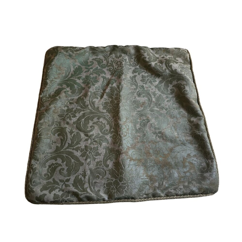 Arhaus Reversible Cushion Cover 26"x26" Green Floral & Solid Beige Button Closur